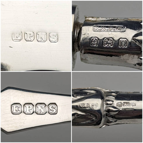 1938年 英国ヴィンテージ 純銀ハンドル ナイフ&スプーンセット Raeno Silver Plate Co