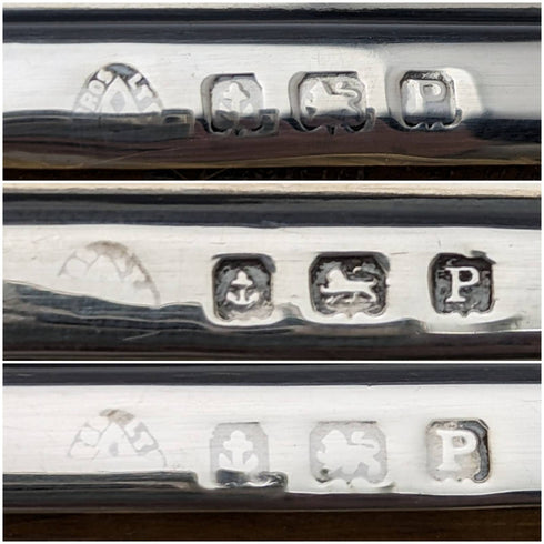 1939 British Vintage Sterling Silver Handle Brush Set of 3 with Enamel Decoration