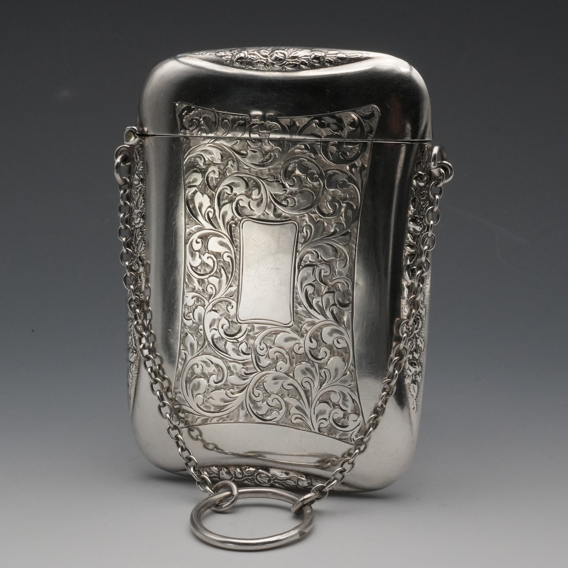 アンティーク 純銀製 Sterling silver950 口紅ケース 1916年 英国アンティーク 純銀製 チェーン付き カードケース 71g Edwin