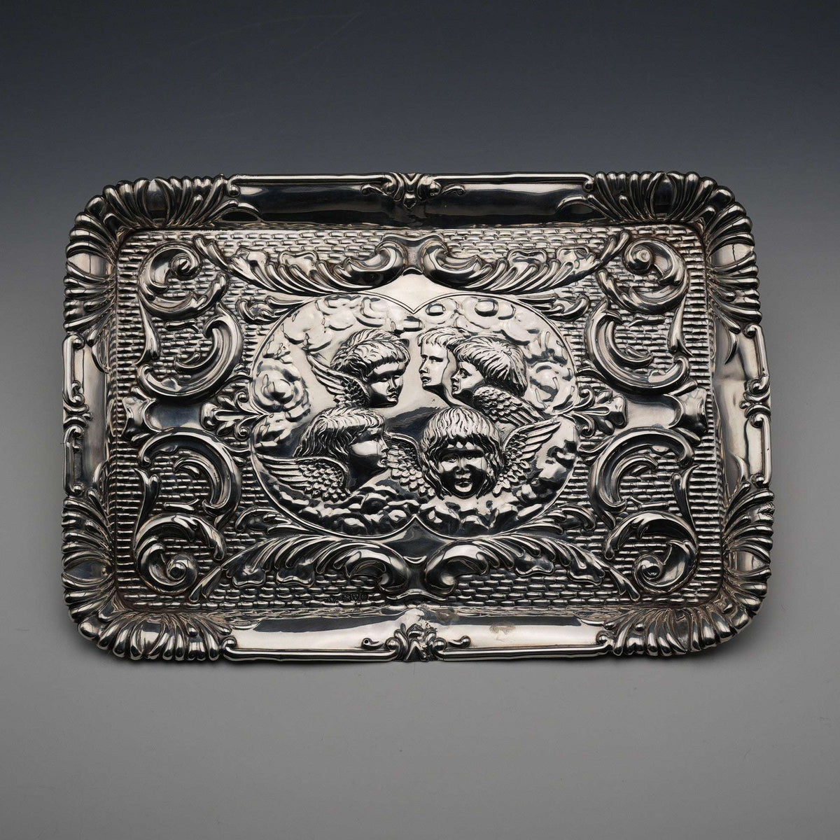 1905年 英国アンティーク 純銀製 ドレッシングテーブルトレイ 162g 