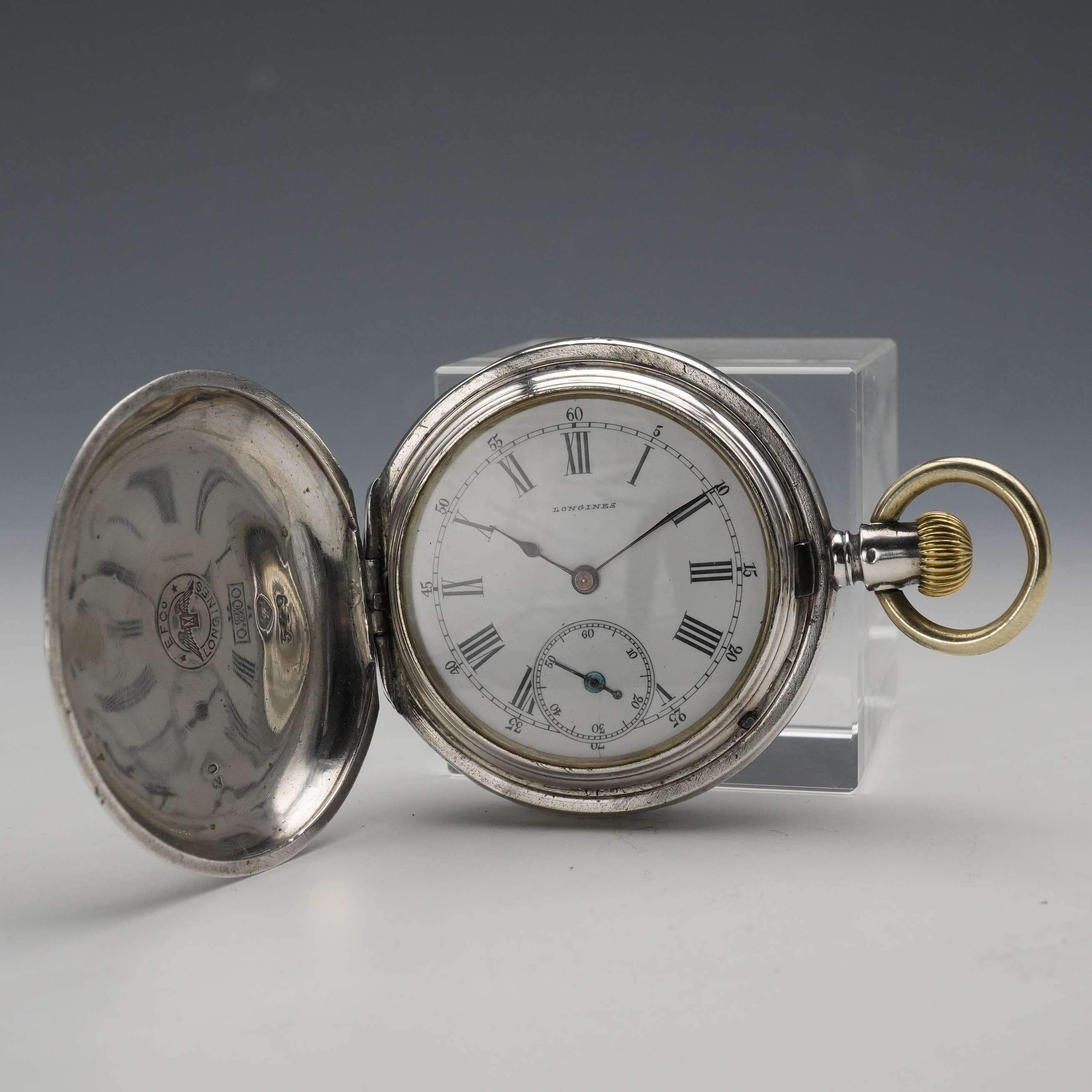 1889年頃 アンティーク ロンジン 懐中時計 800シルバー ハンターケース 1889年頃 アンティーク ロンジン 懐中時計 800シルバー ハンターケース