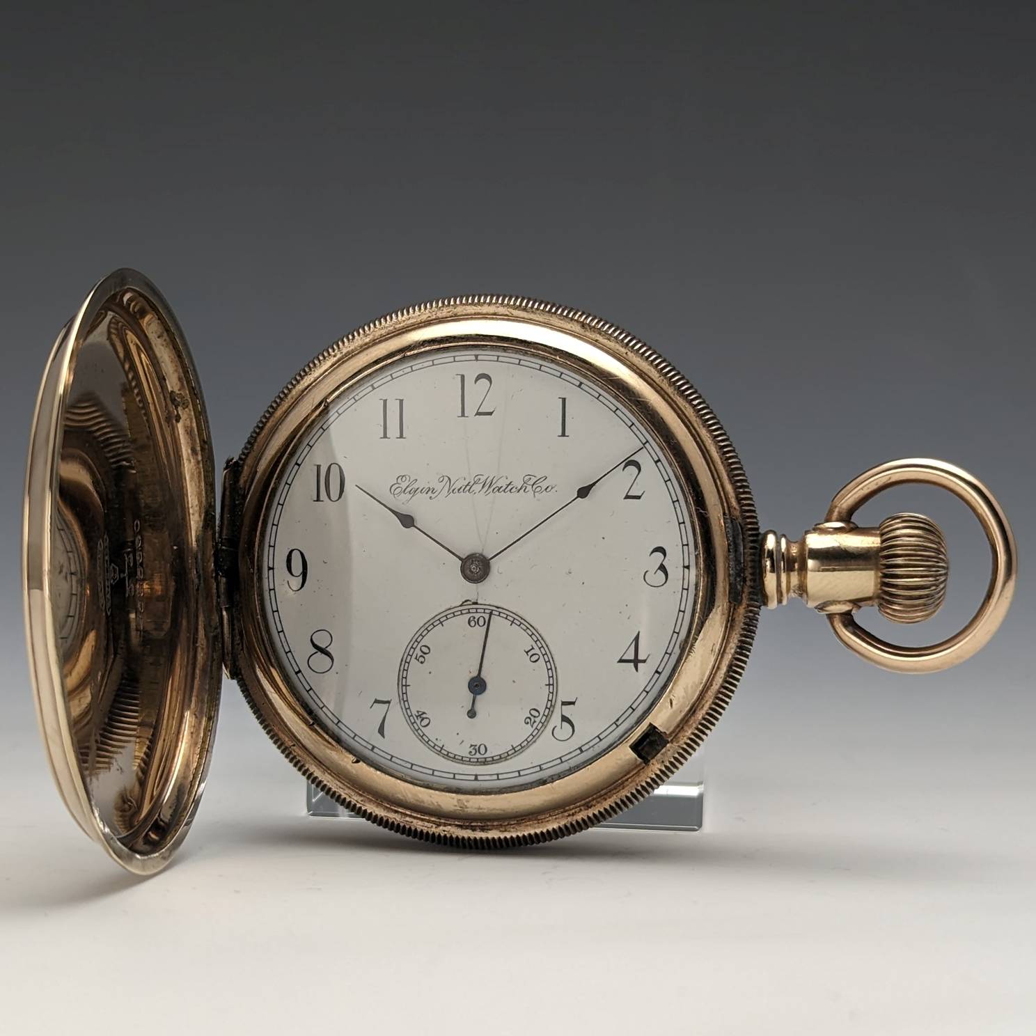 1896年 米国アンティーク エルジン 懐中時計 金張りハンターケース