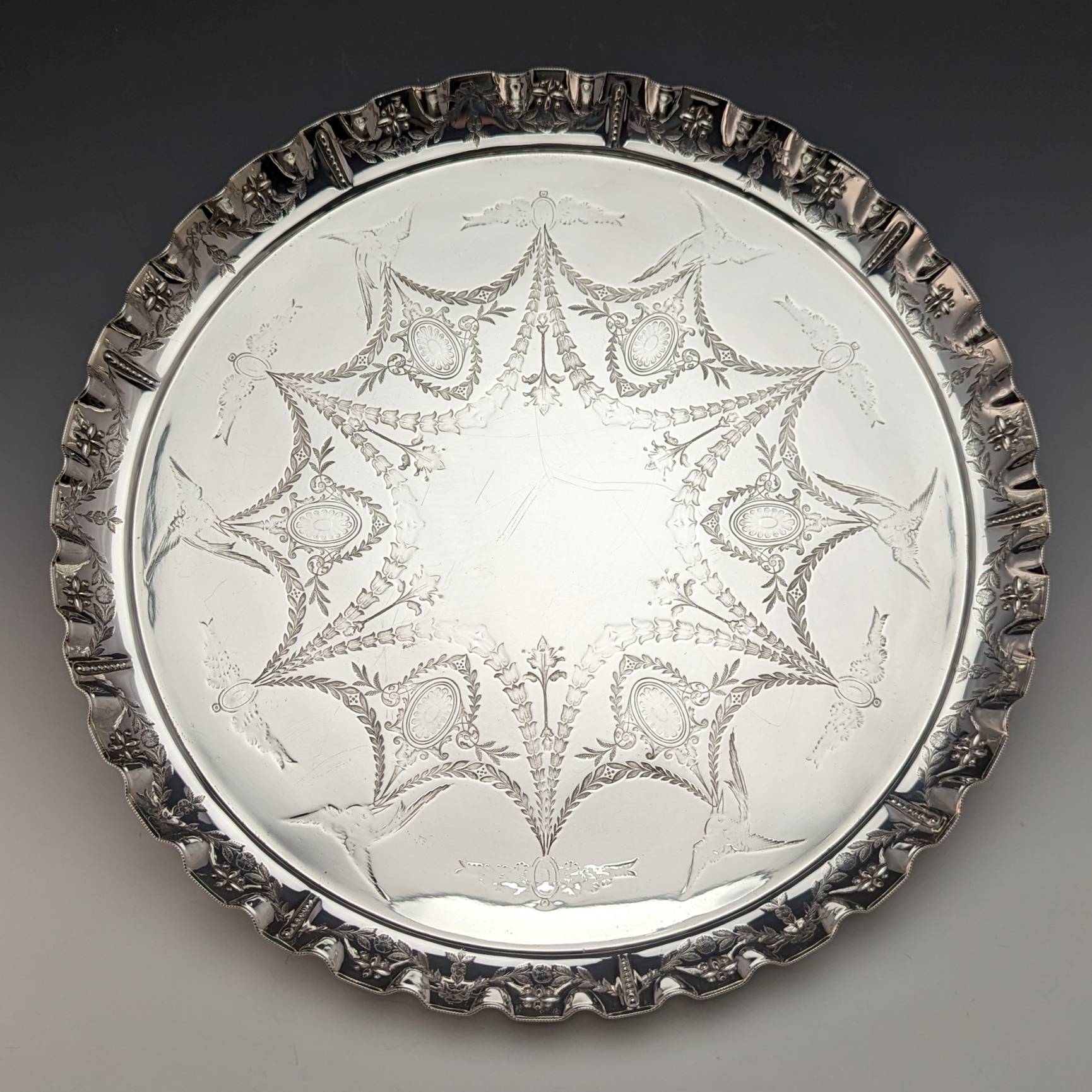 1910年頃 SILVER 美 イギリス 純銀P. EPNS アンティーク ビンテージ オールド シルバー 花柄 紅茶 珈琲 カフェ ティースプーン 9本セット 白蝶貝 SILVER 1910年頃 イギリス 純銀P. EPNS アンティーク