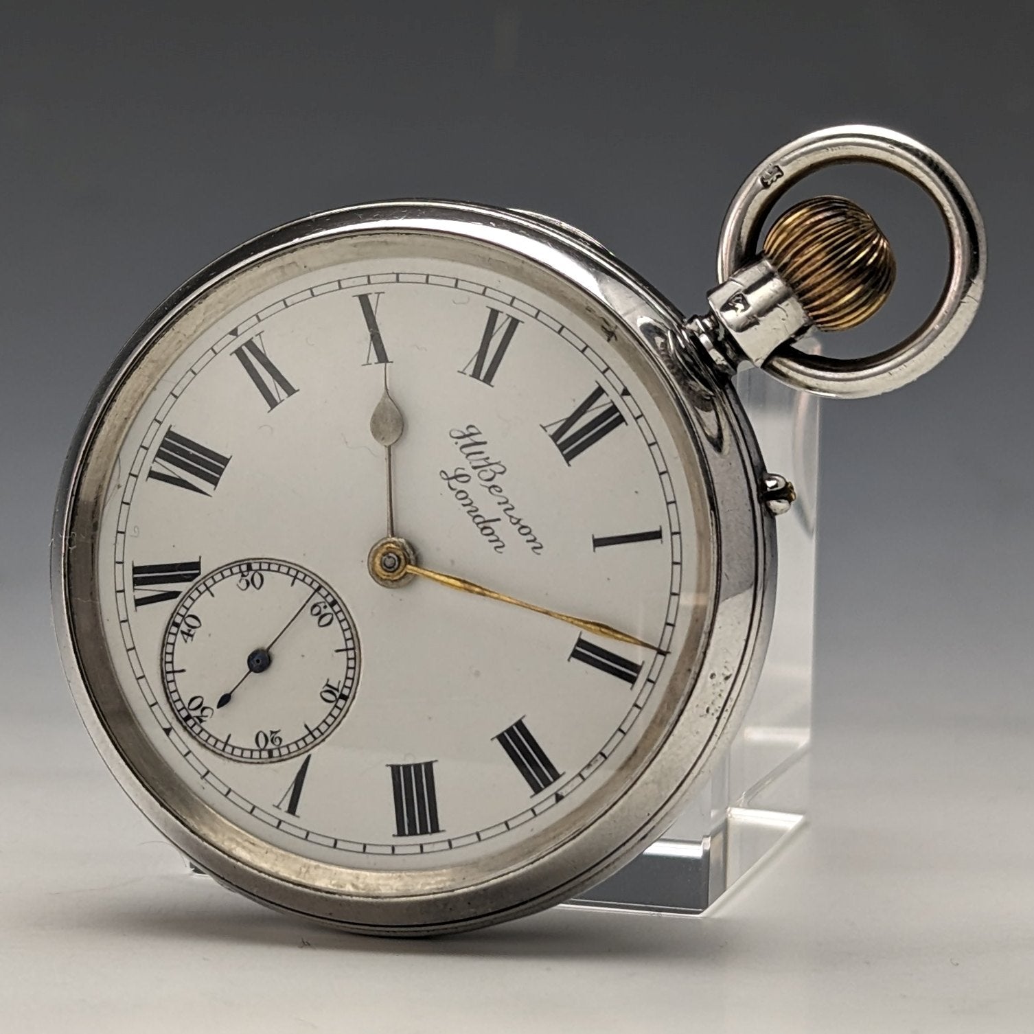 1901年 英国アンティーク ベンソン BANK 懐中時計 銀側オープン 