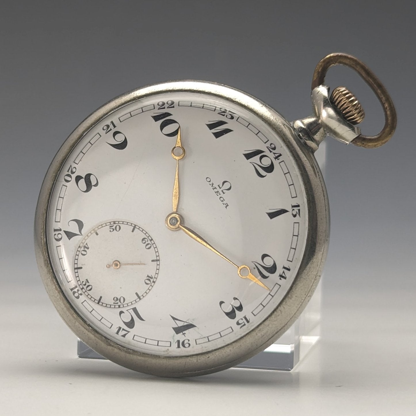 1920年頃 アンティーク オメガ 懐中時計 シルバープレート オープン