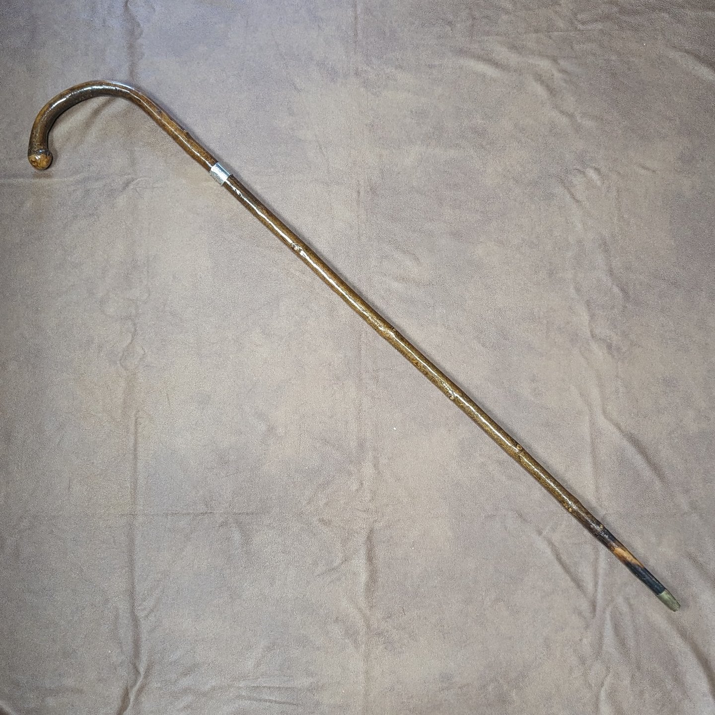 純正公式DQ259 アンティーク 水牛角石突 純銀グリップ 木杖 全長87.5cm 重335g 純銀 /SILVER刻印・銀柄杖・銀柄拐杖・銀柄手杖 その他