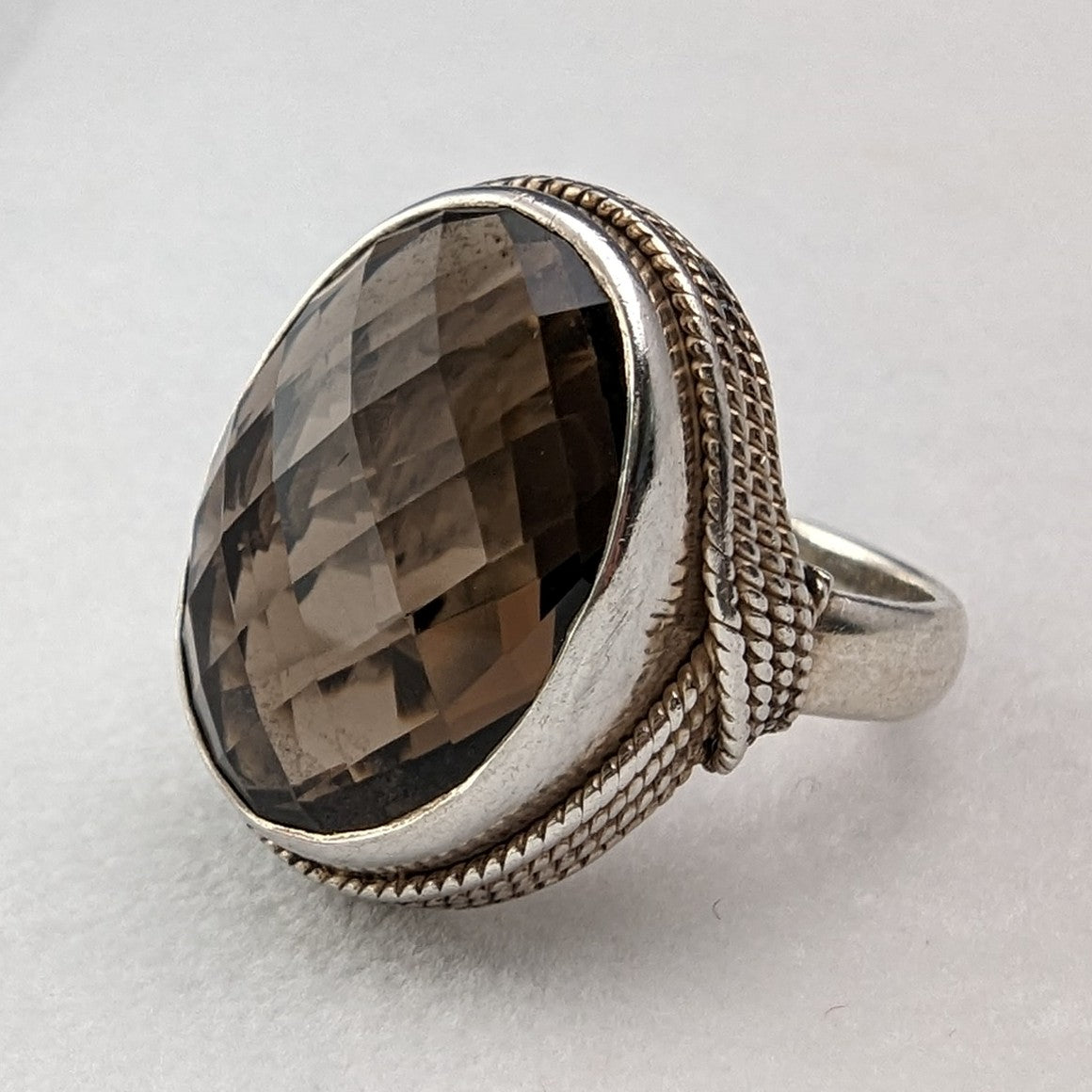 英国ヴィンテージ ジュエリー 大型ブラウンストーン 純銀リング 指輪