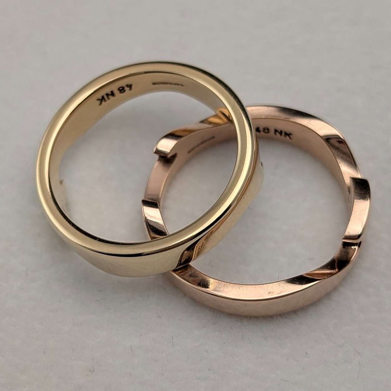 北欧Georg Jensen 2連フュージョン K18ゴールドリング 8.8g（9-10号