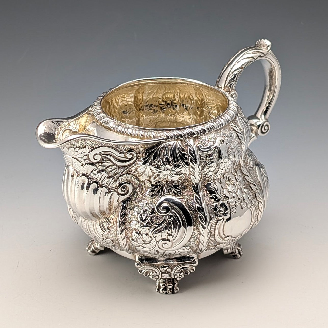 1896年 英国アンティーク 純銀製 インク壺＆受け皿セット Sibray