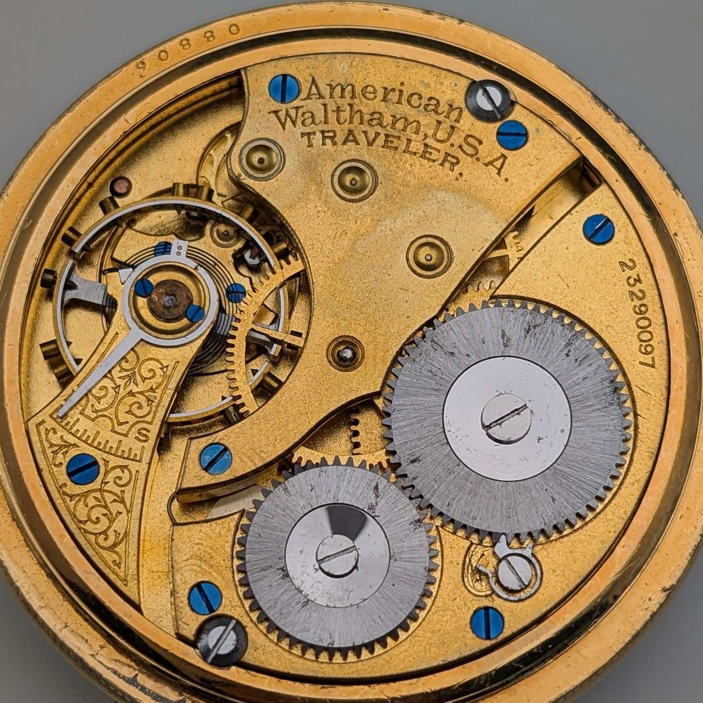 1919年 米国ウォルサム Traveler 金張りケース 懐中時計 機械式時計