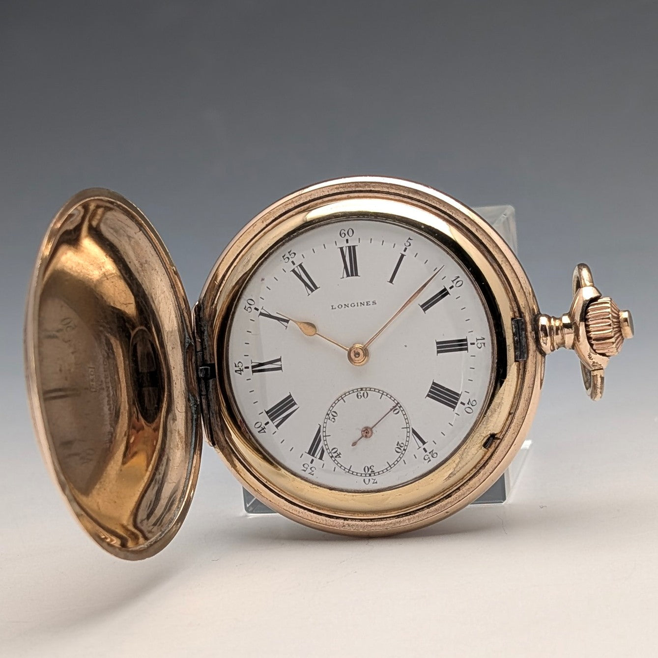 1912年頃 アンティーク ロンジン 懐中時計 金張りハンターケース Cal18