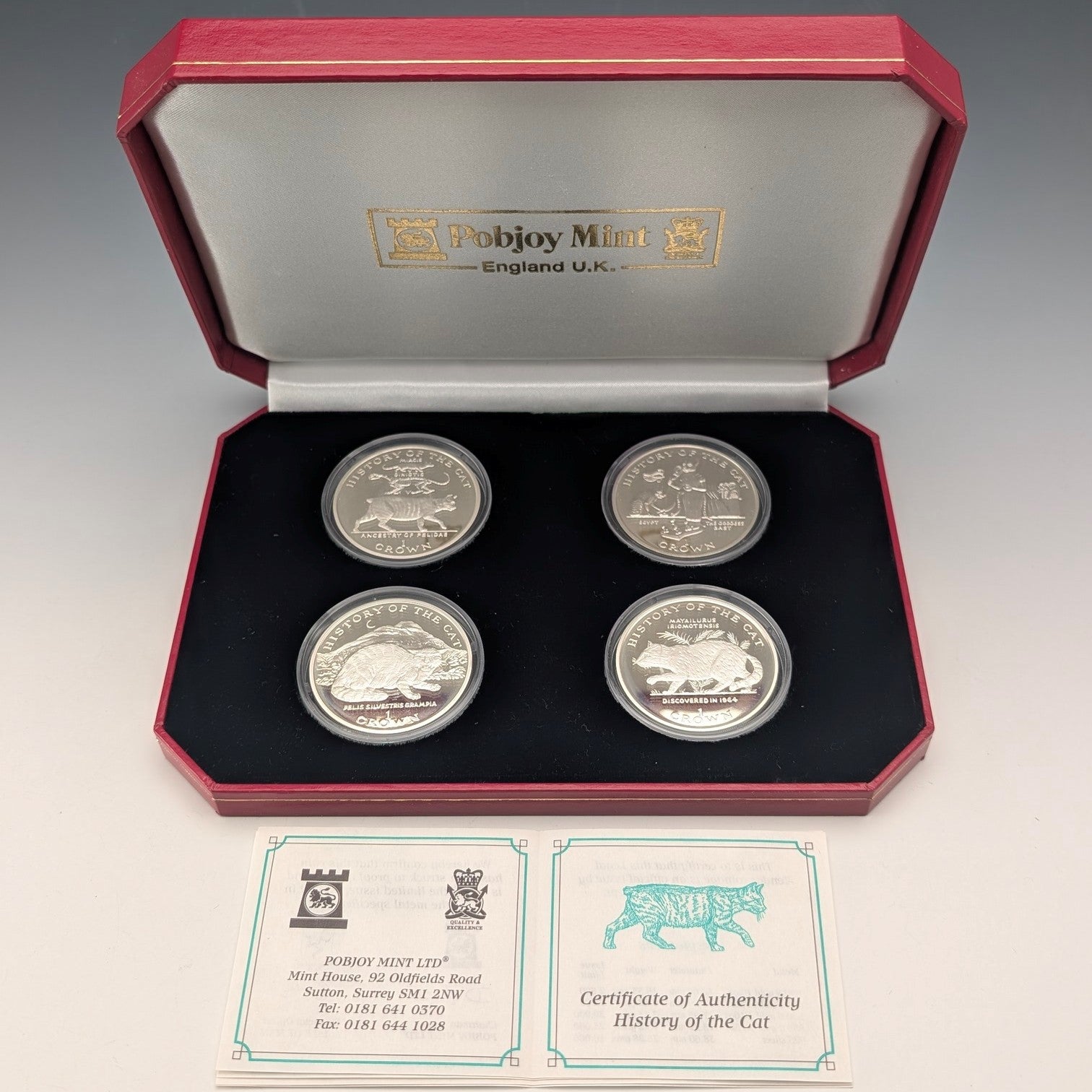 英国マン島 クラウン銀貨 猫の歴史シリーズ：4枚セット PobjoyMint