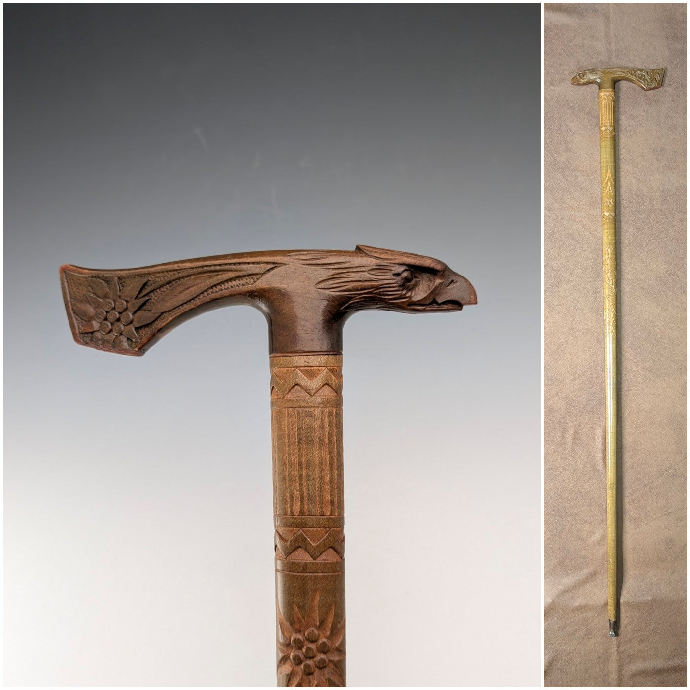 1899年 英国アンティーク 紳士用 純銀装飾 ホーンハンドル ステッキ 杖