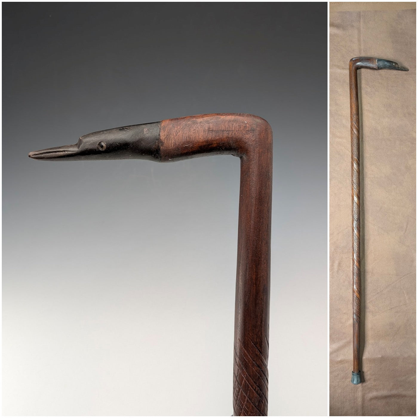 1899年 英国アンティーク 紳士用 純銀装飾 ホーンハンドル ステッキ 杖