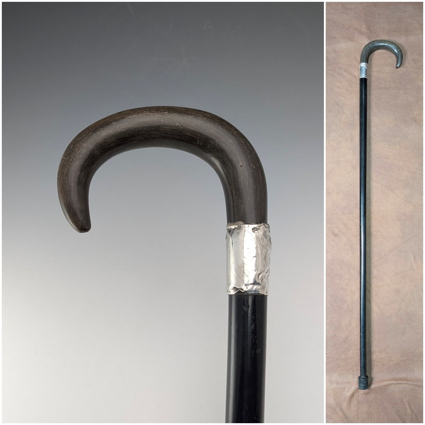 1920年頃 英国アンティーク 紳士用ステッキ 杖 純銀製 丸ハンドル 87cm