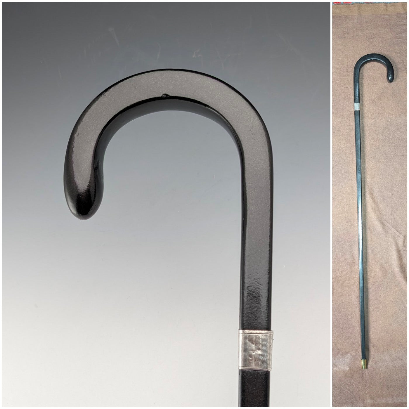 1934年 英国ヴィンテージ スクエアシャフト 曲がりハンドル 純銀装飾