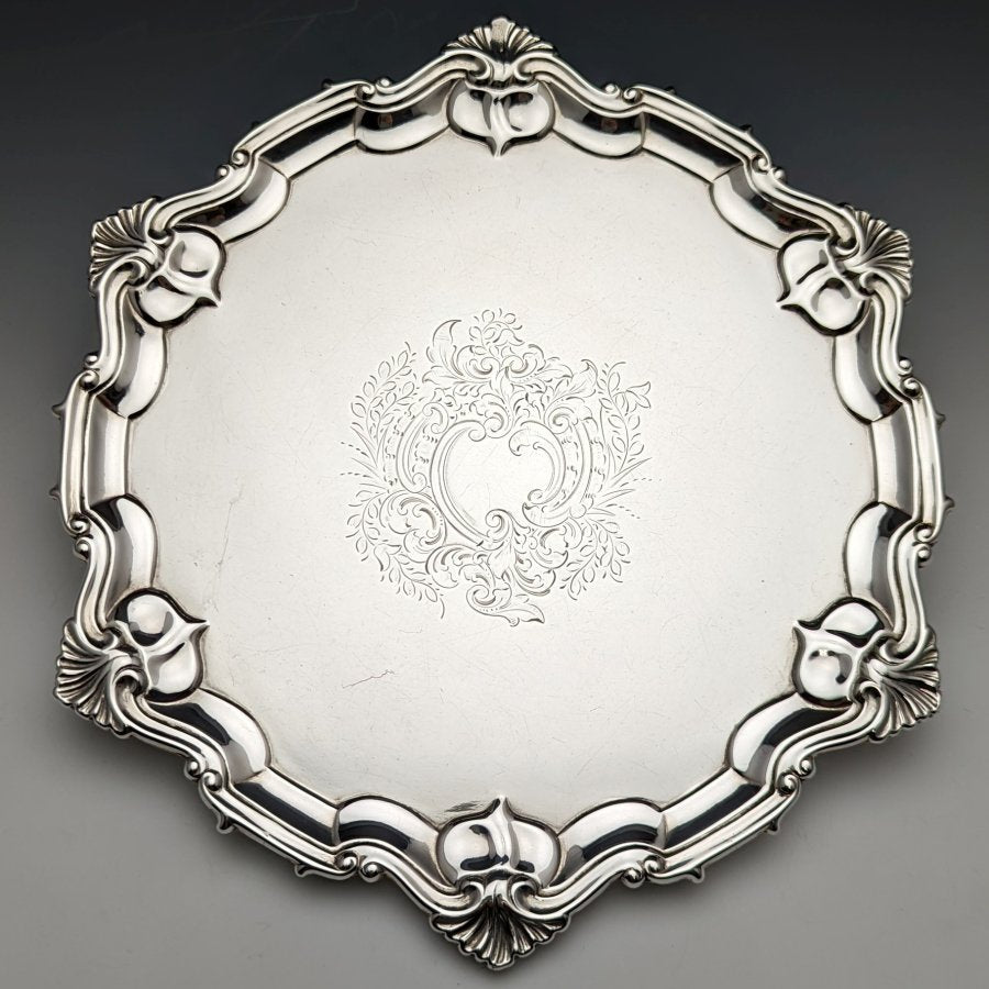 1904年 英国アンティーク 純銀（925シルバー） サルヴァ 直径24.5cm 