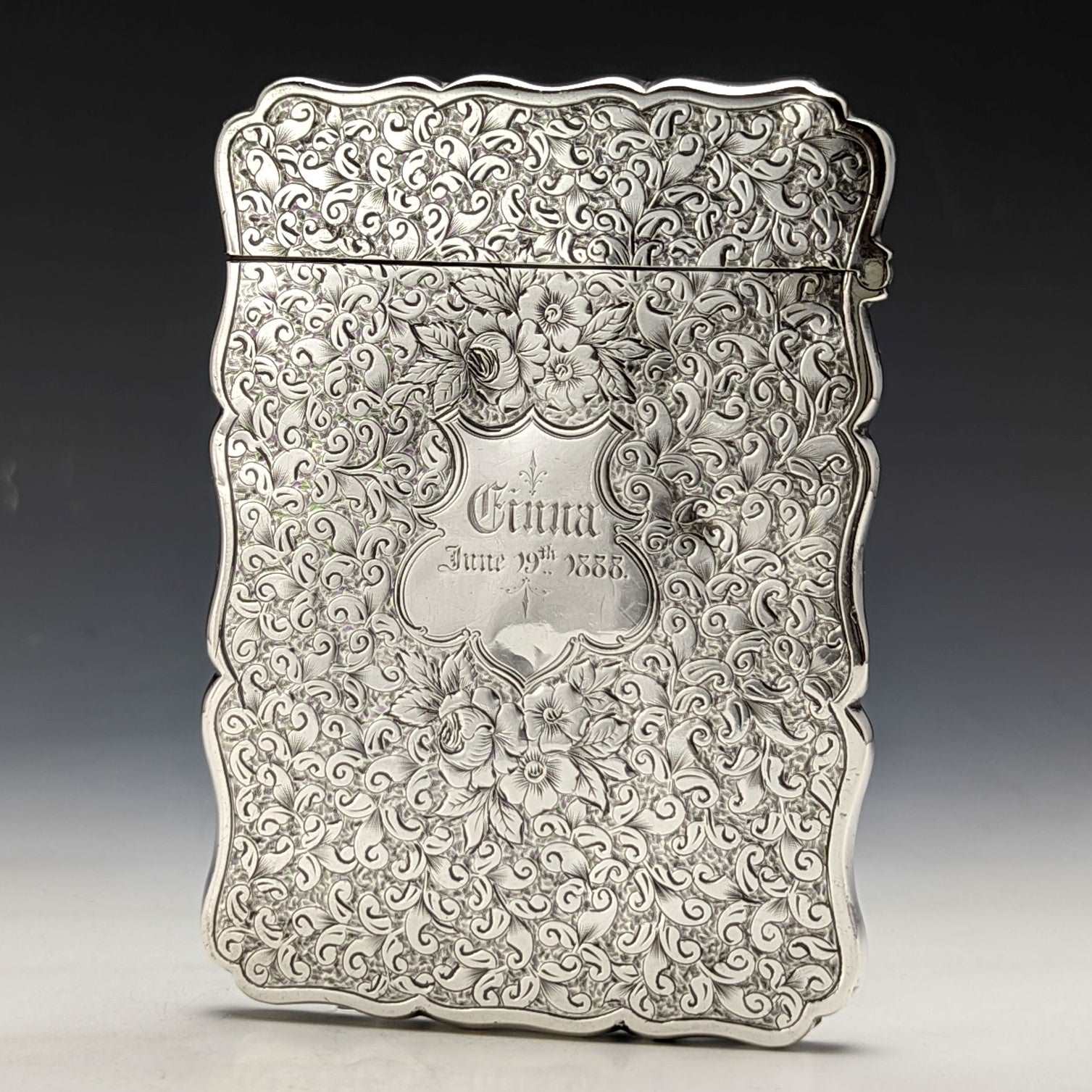 1883年 英国アンティーク 純銀製 カードケース 75g William Summers 1883年 英国アンティーク 純銀製 カードケース 75g William