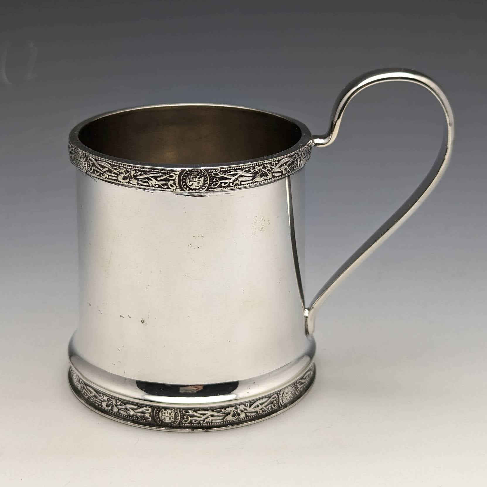1900年頃 英国アンティーク シルバープレート製 マグカップ JP&S