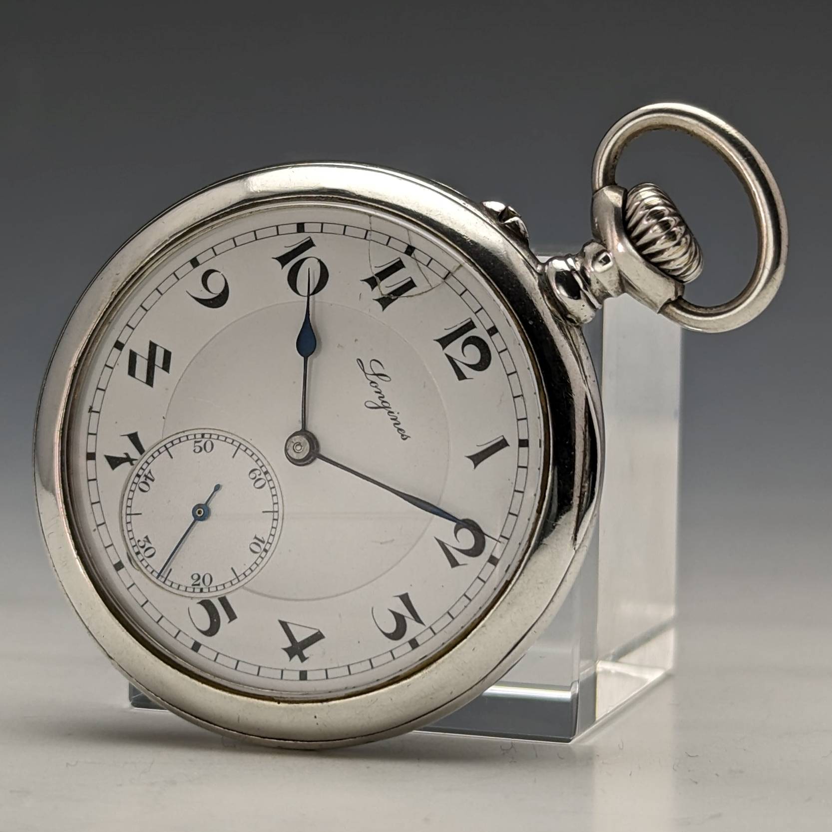 1905年頃 アンティーク ロンジン 懐中時計 エナメル装飾 銀側ケース ...
