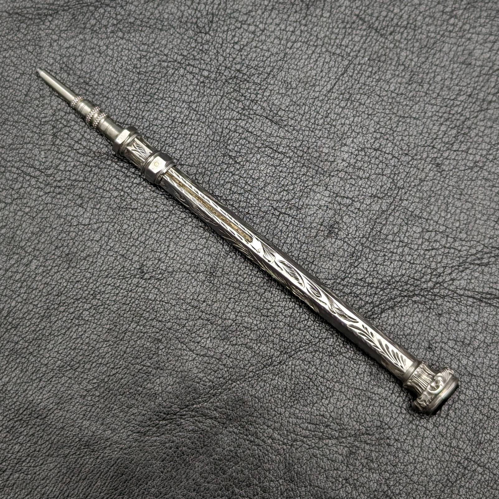 1896年 英国アンティーク 純銀製 シャープペンシル 伸縮式76-96mm マジックペンシル – SILVER-LUG