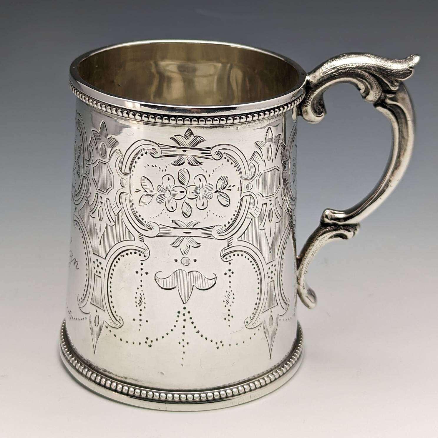 1865 British Antique Sterling Silver Mug 148g HL Lias and Son 