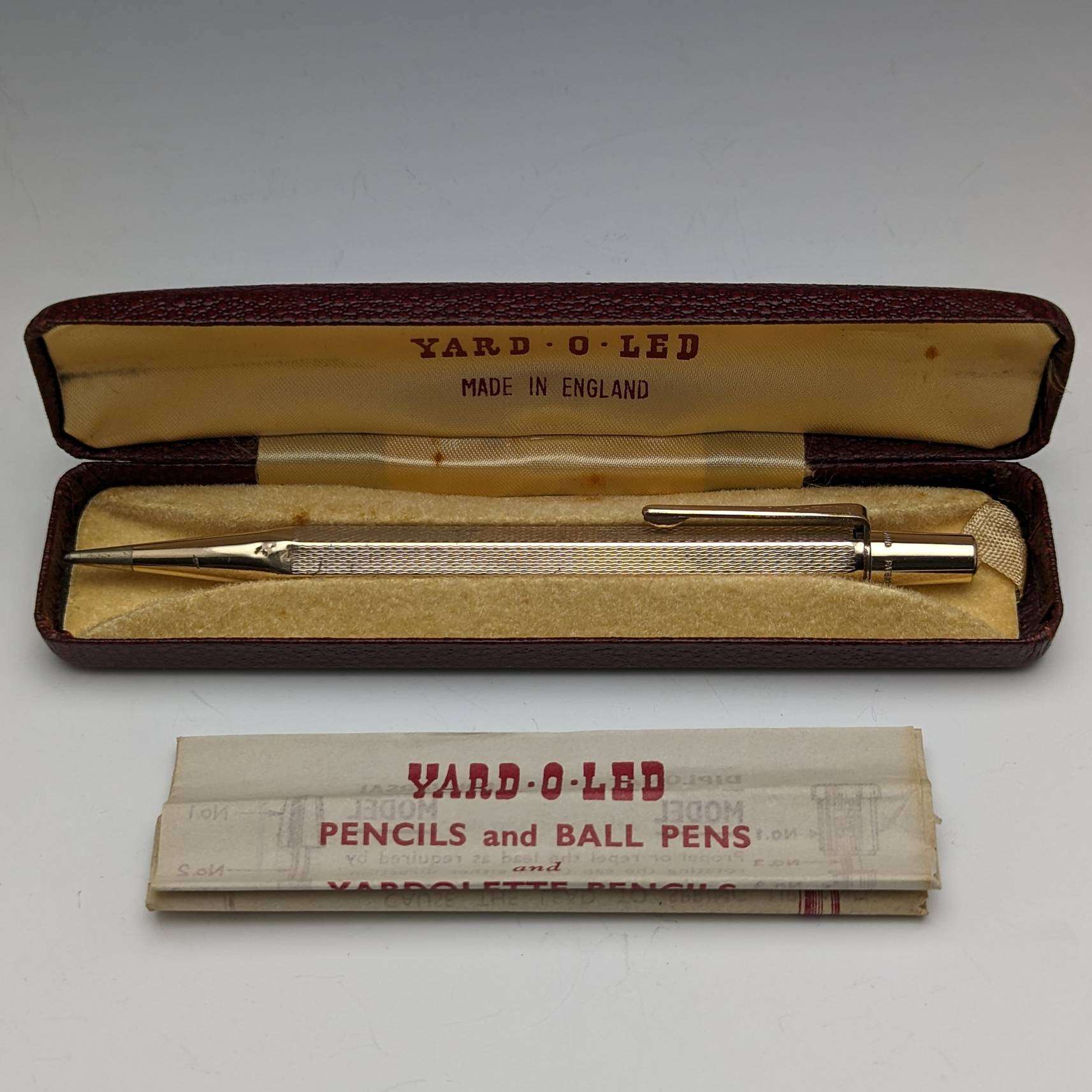 British Vintage Yard O Red Rolled Gold Hexagon Propelled Pencil in 