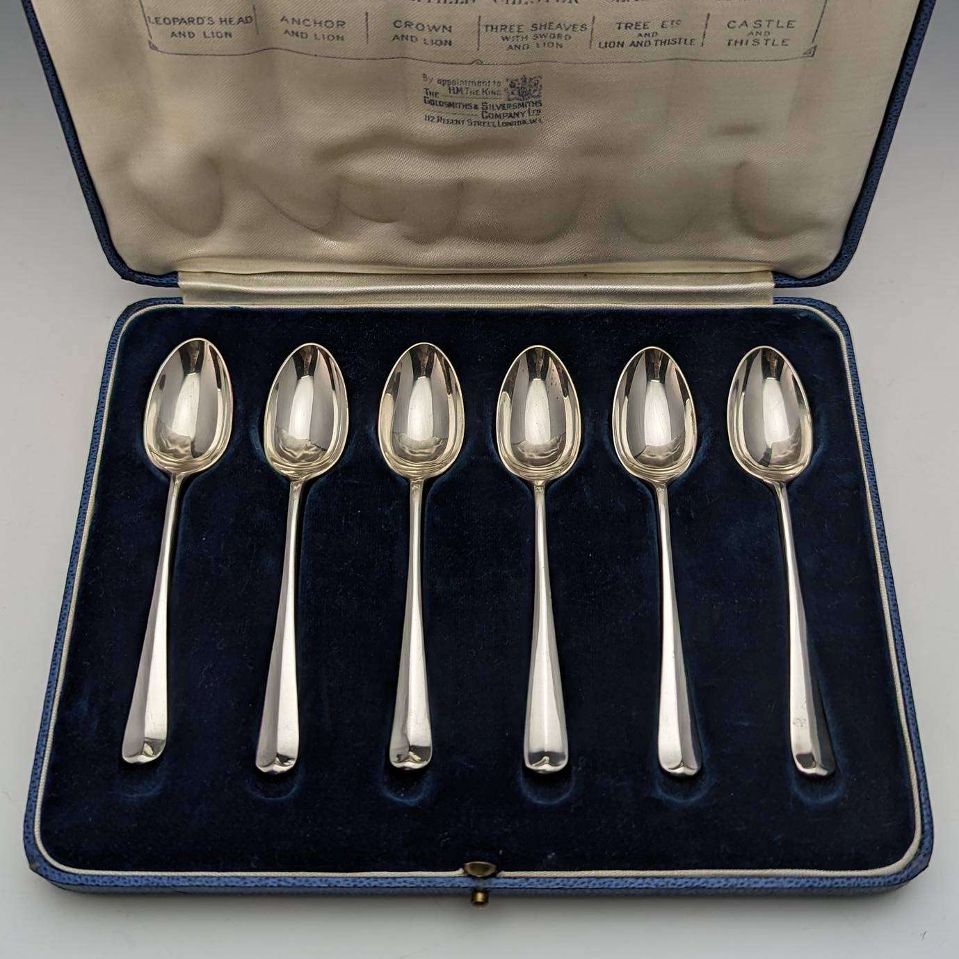 1935 British Vintage Sterling Silver Multi-Hallmark Teaspoon Set 