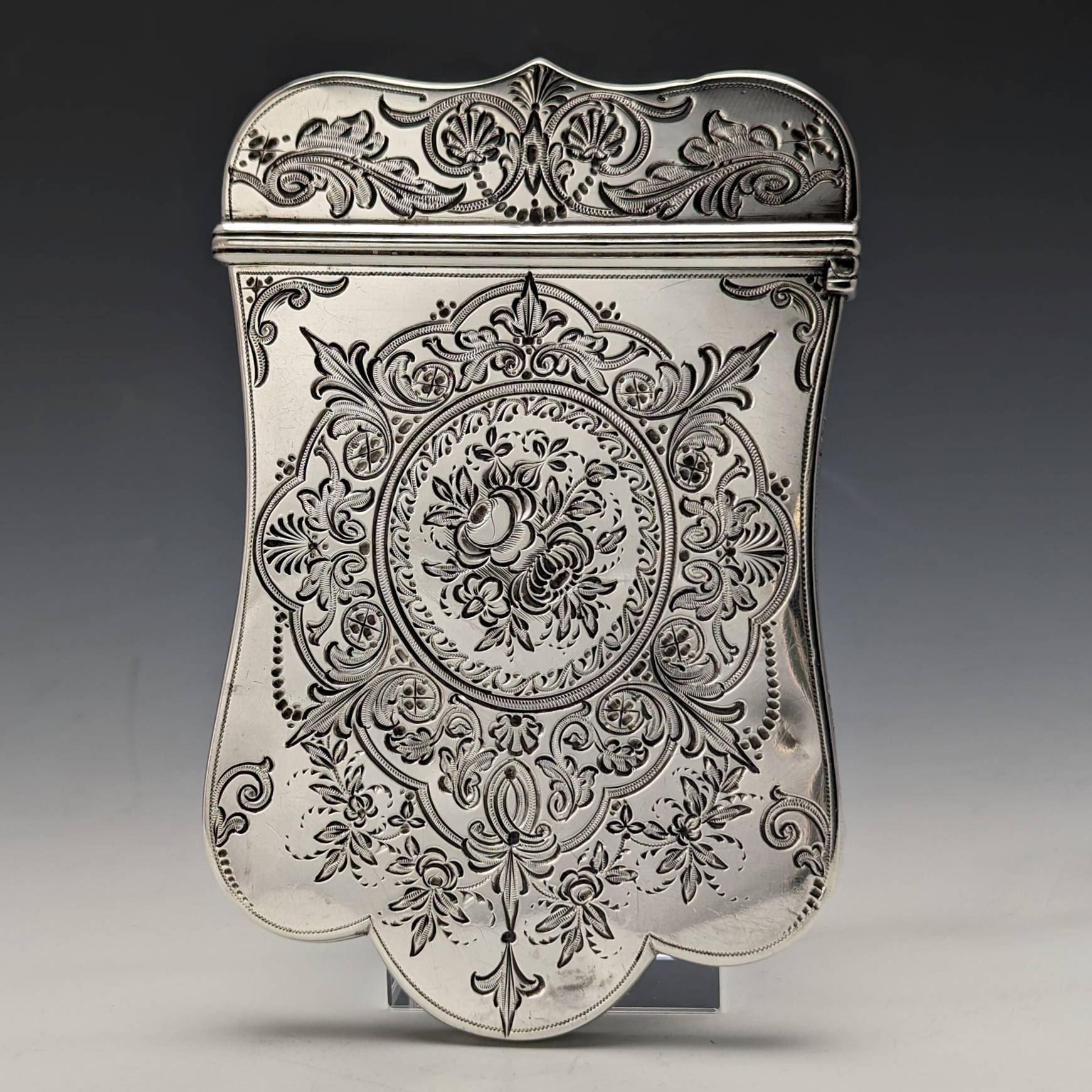 1869年 英国アンティーク 純銀製 変形カードケース 92g ROBERT  